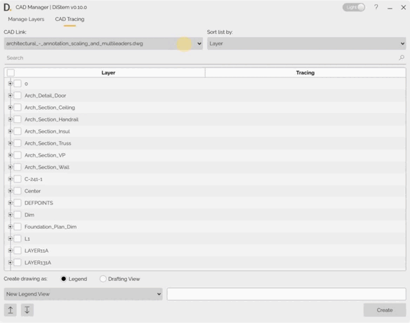 DiStem CAD Tracing - filter by layer or element type